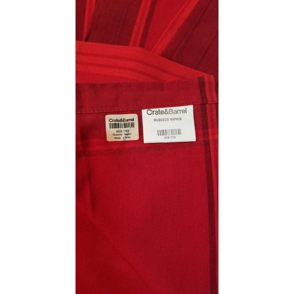 Crate & Barrel Red Napkins Set of 6 Rubesco Design Holiday or Everyday Red